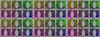 Renkli Bahar Temalı Kusursuz Arkaplan. Raster illüstrasyonu. Güzel kumaş deseni. Zentangle soyut çiçekleri. Karalama çiçeği. Düz Çiçek Elementleri Tasarımı.