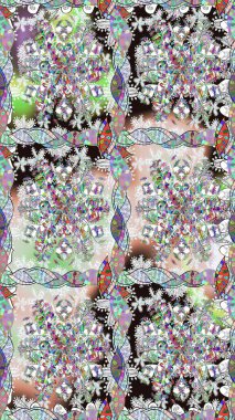 Tarafsız renklerde bahar çiçekleri. Raster illüstrasyonu. Yaprak ve çiçeklerin suluboya resmi, tarafsız renklerde kusursuz desen.