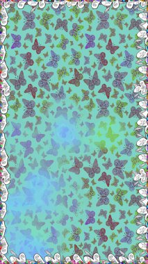 Raster. Karala, karala, karala. Mavi ve nötr renkte resim. Mavi ve nötr bir arkaplanda renksiz bir kelebek deseni.