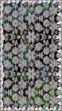 Raster deseni. Bahar çiçekleri dallı desen, gri renkler çiçekli siluet.