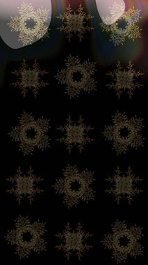 Siyah, gri ve kahverengi renkli kar taneleri. Kar tanesi raster deseni. Renkli arka planda izole tatlı kar taneleri. Raster illüstrasyonu.