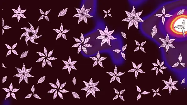 Raster illüstrasyonu. Çiçek ve yapraklı karalama şeklinde Raster çiçek deseni. Yumuşak, bahar çiçekleri kahverengi renklerde.