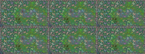 Yeşil renklerin çizimi. Soyut, pürüzsüz bir arkaplan. Güzel bir kumaş tasarımı. Raster kelebekleri deseni.