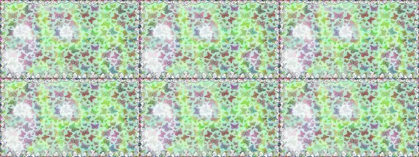 Kart, Davetiye ve Yazdırma için Şirin Kadınsı Desen. Tarafsız renklerde Raster Arkaplanı. Renkli Kelebeklerle Bahar Arkaplanı. Güzel Kelebek Siluetleriyle Moda Dekorasyonu.