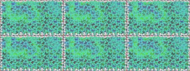 Giysi tasarımı için yeşil ve mavi arka planda dekorasyon. Renkli kelebeklerin kusursuz arka planı. Raster illüstrasyonu.