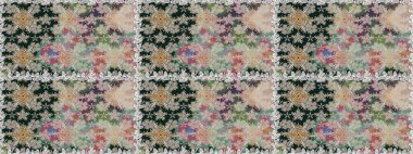 Raster illüstrasyonu. Çiçek deseni. Şatafatlı bahar bahçesi dokusu. Tarafsız renklerde çiçekler. Tarafsız renklerde çiçeksiz.