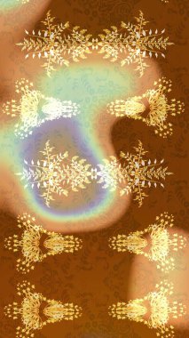 Sanat terapisi tarzı zen çizim için kahverengi, bej ve nötr mandala şeklinde kar taneleri. El çizimi, dövme stili, kumaş tasarımı ve Raster illüstrasyonunda kartlar..