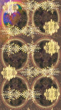 Güzel dekorasyon. Raster illüstrasyon kar taneleri. Kışın sembolü. Kahverengi, bej ve sarı renklerde suluboya kar taneleri.