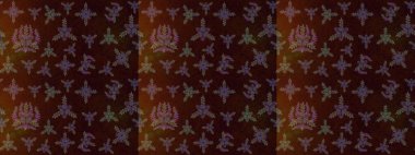 Raster illüstrasyonu. Kahverengi, siyah ve yeşil renklerde bahar çiçekleri. Raster çiçek desenli ve çiçekli..