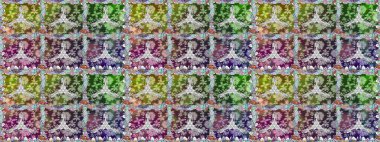 Düz Çiçek Elementleri Tasarımı. Renkli Bahar Temalı Kusursuz Arkaplan. Asya tekstil tarzında. Raster illüstrasyonu. Tarafsız renklerde çiçekler. Kusursuz çiçek deseni.