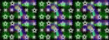 Yeşil, mavi ve gri renkli kar taneleri. Noel stili. Raster illüstrasyonu.