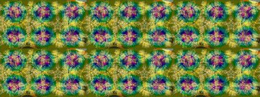 Kar tanelerinin soyut arkaplanlı Noel şablonu. Yeşil, kahverengi ve mavi kar taneleri. Raster illüstrasyonu. Renkler. Noel ve Yeni Yıl moda baskıları için tatil tasarımı.