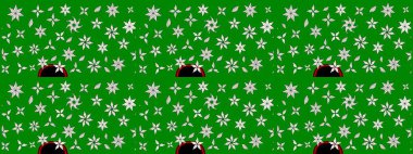 Yeşil el çizimi desen. Karalama çiçekleri çizim kalıbı. Raster deseni. Sanat, çiçek tarzına ilham verir ve arka plan bırakır.