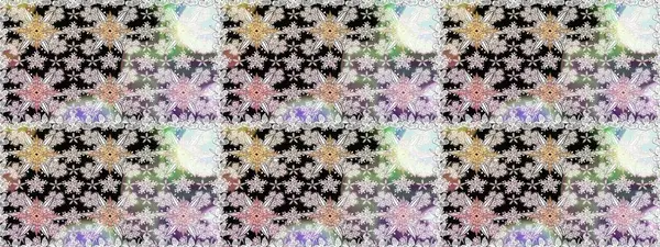 Sorunsuz çiçek desenli çiçekli, halk tarzında bırakır. Elle çizilmiş. Raster illüstrasyon.