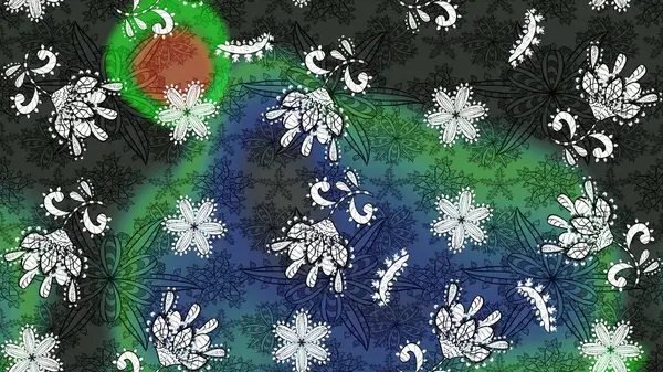 Suluboya, elle çizilmiş. Gri yapraklı yabani çiçekler. Raster illüstrasyonu. Taslak arkaplan deseni.