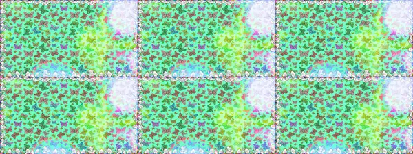 Giysi tasarımı için mavi arka planda geleneksel Raster halk çiçekleri dekoru. Kart, baskı ve davetiye için basit şirin bir desen. Nakış trendi. Egzotik kelebeklerle süslenmiş çiçeksiz desen..