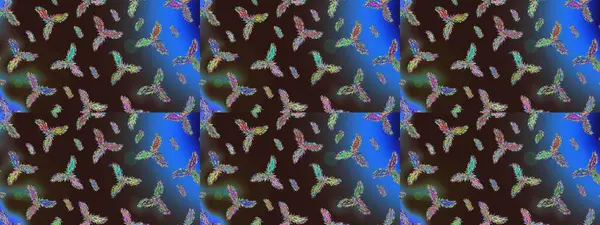 Arkaplanda soyut kar taneleri olan düz tasarım. Kar tanesi süsleme deseni. Kar taneleri arka planda. Raster illüstrasyonu. Kar taneleri deseni.