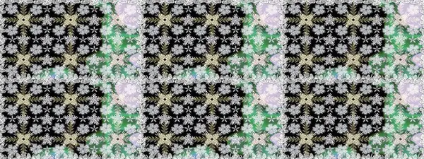 El çizimi çiçek unsurları olan soyut, dikişsiz raster deseni. Çiçekli ipek eşarp. Siyah üstüne siyah. 1950-1960 motifleri. Retro tekstil tasarım koleksiyonu.