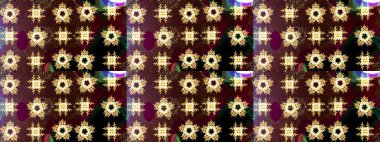 Kar taneleri radyal kahverengi, siyah ve sarı renkler. Renkli arka planda güzel kar taneleri. Raster illüstrasyonu..