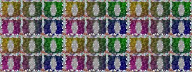 Çiçeksiz desenli arka plan. Düz Çiçek Elementleri Tasarım Raster illüstrasyonu. Renkli Bahar Temalı Kusursuz Arkaplan. Yeşil renkte çiçekler.