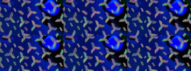 Kar taneleri arka planda. Raster illüstrasyonu. Kar tanesi süsleme deseni. Arkaplanda soyut kar taneleri olan düz tasarım. Kar taneleri deseni.
