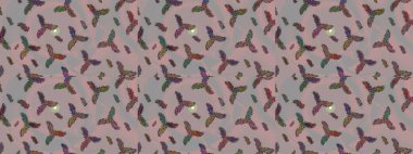 Çiçek Elementleri 'nin soyut geçmişi. Raster kış deseni. Bej, kırmızı, kahverengi, yeşil, nötr ve gri renkler üzerine tasarım. Raster illüstrasyonu.