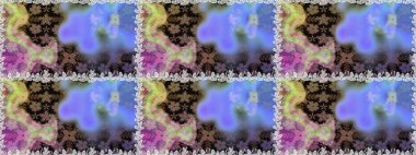 Çiçek buketleriyle klasik tarzda kusursuz desenler. Mavi renklerde. Raster illüstrasyonu.