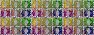 Tekstil tasarımı için yeşil renkli geleneksel halk çiçekleri buketi. Çiçeksiz desenli nakış işlemeli gelincikler ve vadi zambaklarıyla.