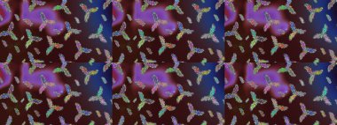 Kahverengi, mor ve mor renkler. Raster illüstrasyonu. Kar tanelerinin soyut arkaplanlı Noel şablonu. Noel ve Yeni Yıl moda baskıları için tatil tasarımı.