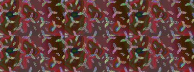 Basit bir kar tanesi. Kahverengi, kırmızı ve yeşil renklerde şirin kar taneleri. Soyut duvar kâğıdı, ambalaj dekorasyonu. Kışın sembolü, mutlu noeller, mutlu yeni yıl kutlaması Raster illüstrasyonu..