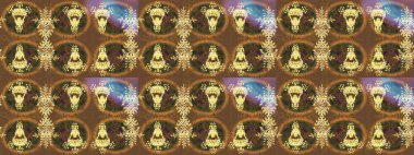 Raster kış deseni. Raster illüstrasyonu. Kahverengi ve sarı renkler üzerine tasarım. Çiçek Elementleri ile soyut arkaplan.