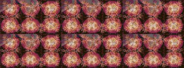 Kahverengi, kırmızı ve bej kar taneleri. Kar tanelerinin soyut arkaplanlı Noel şablonu. Noel ve yeni yıl moda baskıları için tatil tasarımı. Raster illüstrasyonu.