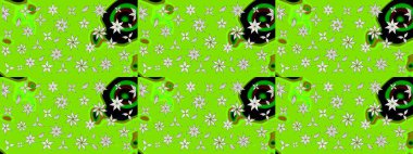 Eskiz klasiği. Raster Şirin kumaş deseni. Renkli Bahar Teması eskiz kalıbı. Düz Çiçek Elementleri Tasarımı.