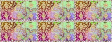 Raster geometrik arka plan. Altın rengi, kusursuz çizim. Senin tasarımın için, duvar kağıdı. Tarafsız renklerde altın desenli altın çiçekli elementler.