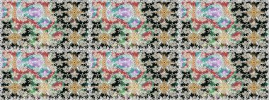 Renkli Yaz Temalı Kusursuz Arkaplan. Düz Çiçek Elementleri Tasarımı. Raster Illustrasyon 'da moda olmayan çiçek deseni. Tarafsız renklerde çiçekler.