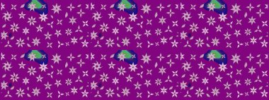 Üzerinde gelincikler ve vadi zambakları olan renkli çiçek desenli nakış deseni. Tekstil tasarımı için mor renkli Raster geleneksel çiçek buketi.