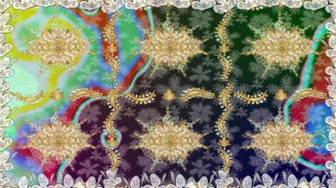 Klasik klasik klasik arka plan. Tarafsız renklerde, altın elementlerle kusursuz desen. Geleneksel oryantasyon süsü. Klasik raster altın pürüzsüz desen.