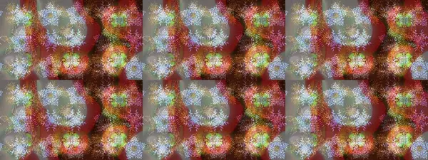 Raster illüstrasyonundaki çiçek desenli çizim. Renkli Bahar Teması eskiz kalıbı. Düz Çiçek Elementleri Tasarımı. Süslü kumaş deseni.