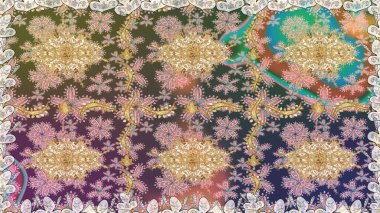 Tarafsız ve altın desenli. Tekrarlayan elementlerle kusursuz soyut arkaplan. Zarif raster klasik desen.