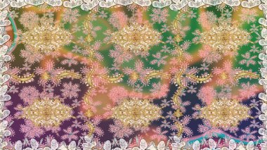 Barok tarzında kusursuz bir doğulu süsü. Raster geleneksel bej renkleri üzerinde altın pürüzsüz desen.