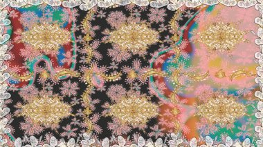 Tekrarlayan elementlerle kusursuz soyut arkaplan. Klasik raster şablonu. Tarafsız ve altın desenli.