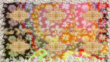 Çizgi sanatı tasarım şablonu için kusursuz sınır. Davetiyeler, kartlar, web sayfası için Raster illüstrasyon. Bej renklerde altın element. Altın desenli çiçek dekoru. Doğu tarzı ögesi.