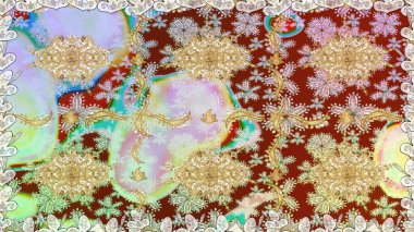 Paisleys zarif çiçek desenli arkaplan duvar kâğıdı çizimi klasik stil, modern 3D çizgili sanat eseri altın ve nötr desenli çiçek yaprakları ve süslemeleri..