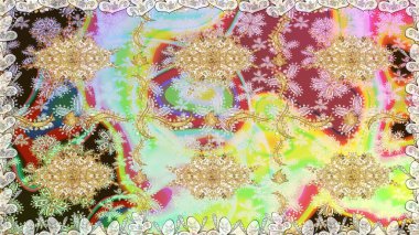 Kusursuz soyut bir arkaplan. Raster illüstrasyonu. Oriental raster klasik nötr ve altın desenli.