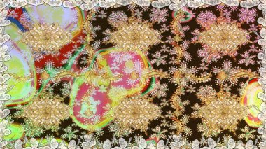 Barok tarzında kusursuz bir doğulu süsü. Raster geleneksel altın pürüzsüz desen kahverengi renklerde.