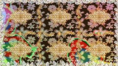 Barok tarzında kusursuz bir doğulu süsü. Raster geleneksel altın pürüzsüz desen kahverengi renklerde.