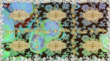 Tarafsız renklerde altın element. Doku arka planında altın duvar kâğıdı. Barok tarzında altın çiçekli süs. Damask kusursuz yinelenen arkaplan.