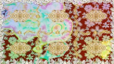 Tarafsız renklerde. Doğu tarzı arabesk tarzında altın elementler. Raster golden. Kusursuz altın desenli bukleler..