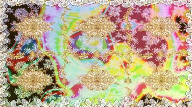 Geleneksel klasik altın desen. Altın elementlerle nötr renklerde altın desen. Raster oryantal süs. Barok tarzında kusursuz bir doğulu süsü..