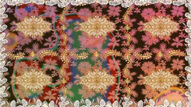 Klasik klasik klasik arka plan. Geleneksel oryantasyon süsü. Kusursuz klasik raster kahverengi ve altın desenli.